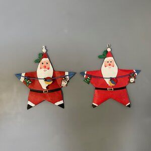 Dept 56 Hand Painted Star Santa Ornaments Set of 2